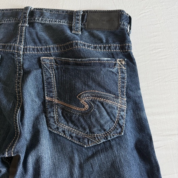 Silver Jeans Gordie Mens 34x34 Straight Fit Whiskered Thick Stitch Western - Picture 7 of 14